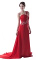 A-Line One-Shoulder Long Red Beaded Chiffon Prom Evening Formal Party Dresses ED010485
