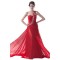 A-Line One-Shoulder Long Red Beaded Chiffon Prom Evening Formal Party Dresses ED010485