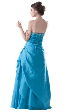 A-Line Strapless Beaded Long Blue Prom Evening Formal Party Dresses ED010492