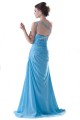 A-Line One-Shoulder Long Blue Pleated Chiffon Prom Evening Formal Party Dresses ED010497