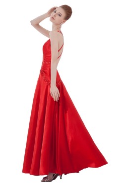 A-Line Spaghetti Strap Beaded Long Blue Prom Evening Formal Party Dresses ED010500