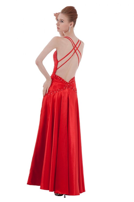A-Line Spaghetti Strap Beaded Long Blue Prom Evening Formal Party Dresses ED010500