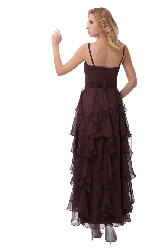 Spaghetti Strap Long Black Chiffon Prom Evening Formal Party Dresses ED010501