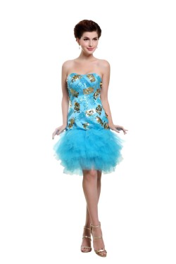 Short Strapless Blue Sequin Prom Evening Formal Party Dresses ED010511