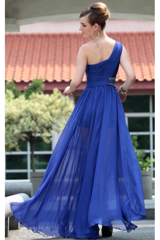 A-Line One-Shoulder Beaded Long Blue Chiffon Prom Evening Formal Party Dresses ED010515 A-Line One-Shoulder Beaded Long Blue Chiffon Prom Evening Formal Party Dresses ED010515