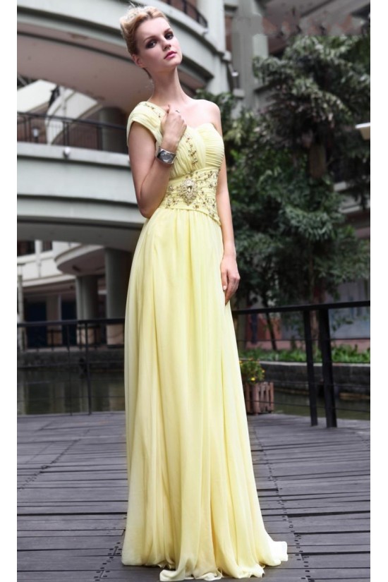 A-Line One-Shoulder Beaded Long Chiffon Prom Evening Formal Party Dresses ED010517 A-Line One-Shoulder Beaded Long Chiffon Prom Evening Formal Party Dresses ED010517