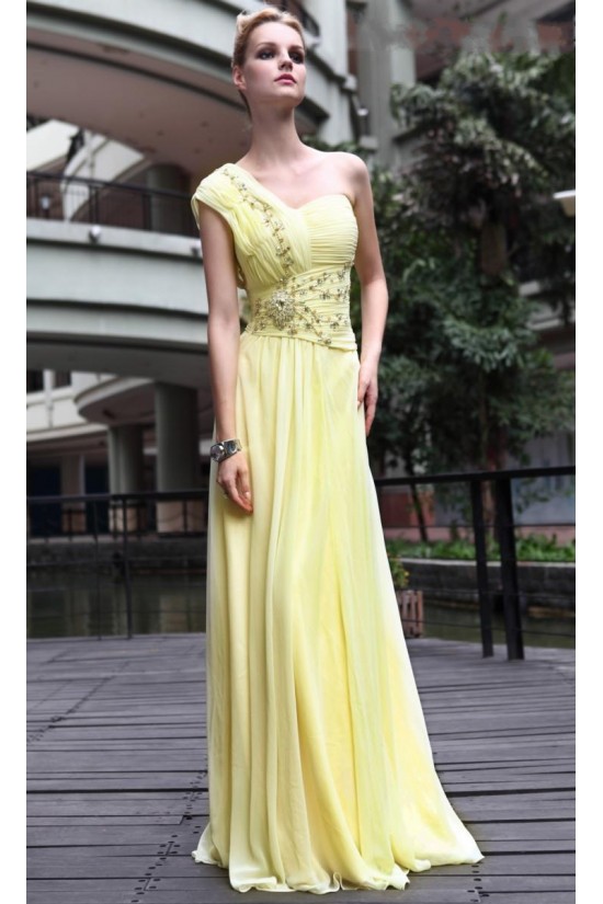 A-Line One-Shoulder Beaded Long Chiffon Prom Evening Formal Party Dresses ED010517 A-Line One-Shoulder Beaded Long Chiffon Prom Evening Formal Party Dresses ED010517