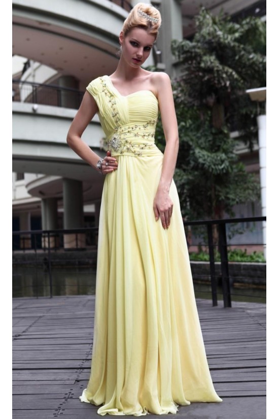 A-Line One-Shoulder Beaded Long Chiffon Prom Evening Formal Party Dresses ED010517 A-Line One-Shoulder Beaded Long Chiffon Prom Evening Formal Party Dresses ED010517