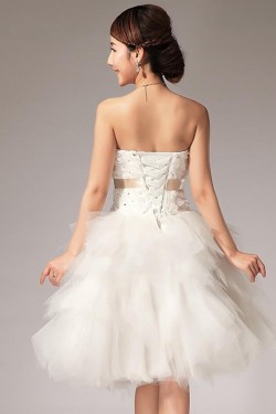 A-Line Strapless Short White Prom Evening Formal Party Dresses ED010521