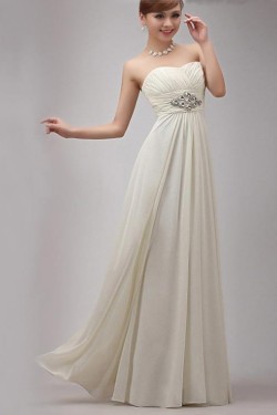 A-Line Strapless Long Chiffon Prom Evening Formal Party Dresses ED010523