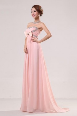 Empire Strapless Beaded Long Chiffon Prom Evening Formal Party Dresses/Maternity Evening Dresses ED010528