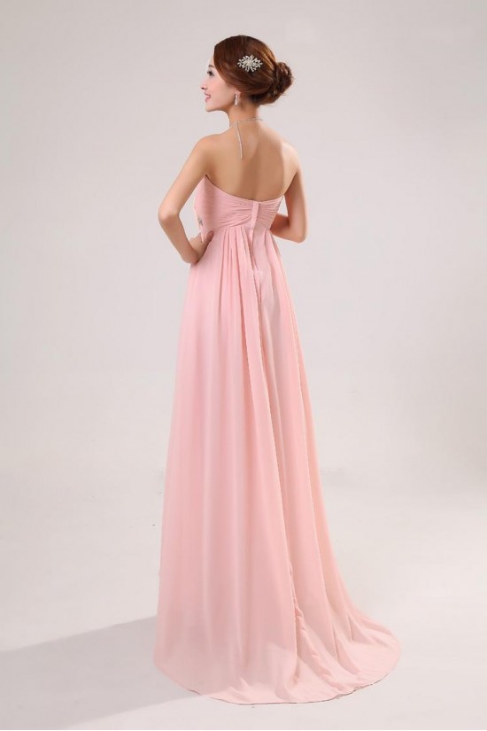 Empire Strapless Beaded Long Chiffon Prom Evening Formal Party Dresses/Maternity Evening Dresses ED010528