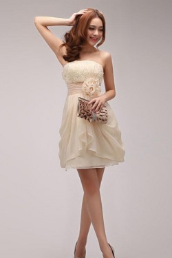A-Line Strapless Short Chiffon Prom Evening Formal Party Dresses ED010530
