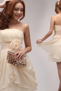 A-Line Strapless Short Chiffon Prom Evening Formal Party Dresses ED010530