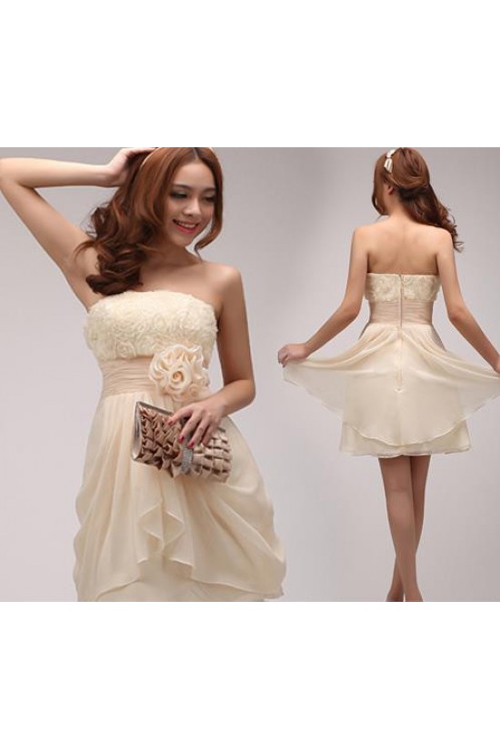 A-Line Strapless Short Chiffon Prom Evening Formal Party Dresses ED010530