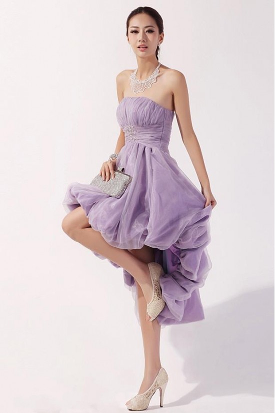 High Low Strapless Short Prom Evening Formal Party Dresses ED010532