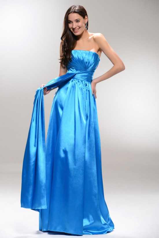 A-Line Strapless Long Blue Prom Evening Formal Party Dresses ED010534