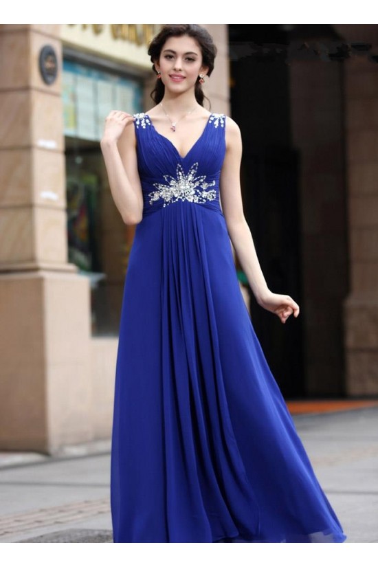 A-Line Beaded Long Blue Chiffon Prom Evening Formal Party Dresses ED010536 A-Line Beaded Long Blue Chiffon Prom Evening Formal Party Dresses ED010536