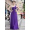 Empire One-Shoulder Beaded Long Purple Chiffon Prom Evening Formal Party Dresses/Maternity Evening Dresses ED010537