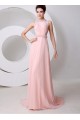 A-Line Beaded Long Pink Chiffon and Lace Prom Evening Formal Party Dresses ED010540