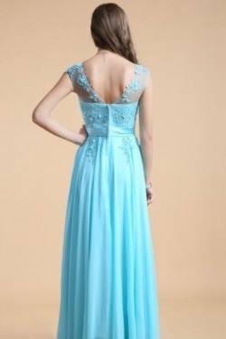 A-Line Long Blue Chiffon Prom Evening Formal Party Dresses ED010542
