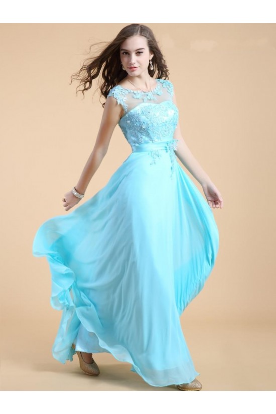 A-Line Long Blue Chiffon Prom Evening Formal Party Dresses ED010542 A-Line Long Blue Chiffon Prom Evening Formal Party Dresses ED010542