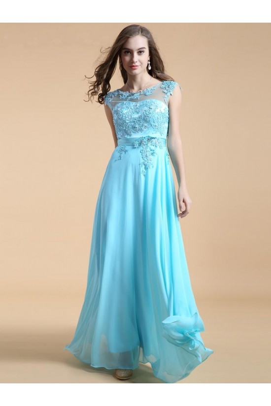 A-Line Long Blue Chiffon Prom Evening Formal Party Dresses ED010542 A-Line Long Blue Chiffon Prom Evening Formal Party Dresses ED010542