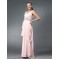 A-Line One-Shoulder Beaded Long Pink Chiffon Prom Evening Formal Party Dresses ED010543