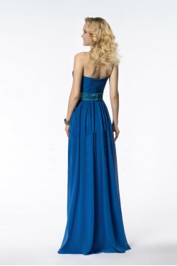 A-Line Sweetheart Beaded Long Blue Chiffon Prom Evening Formal Party Dresses ED010545