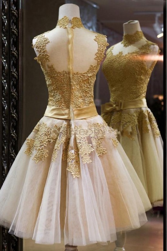 A-Line High Neck Short Prom Evening Formal Party Dresses ED010547 A-Line High Neck Short Prom Evening Formal Party Dresses ED010547