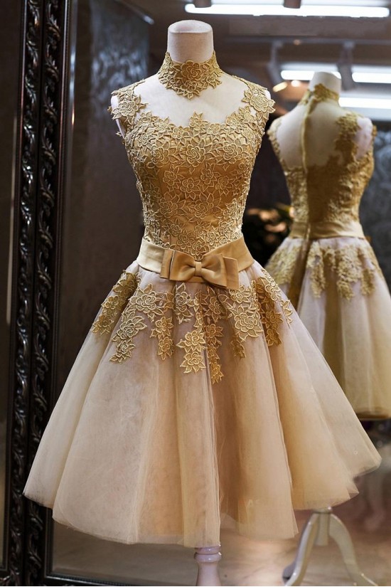 A-Line High Neck Short Prom Evening Formal Party Dresses ED010547 A-Line High Neck Short Prom Evening Formal Party Dresses ED010547