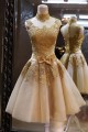 A-Line High Neck Short Prom Evening Formal Party Dresses ED010547