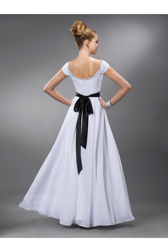 A-Line Cap Sleeve Beaded Long White Chiffon Prom Evening Formal Party Dresses ED010548 A-Line Cap Sleeve Beaded Long White Chiffon Prom Evening Formal Party Dresses ED010548