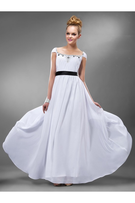 A-Line Cap Sleeve Beaded Long White Chiffon Prom Evening Formal Party Dresses ED010548 A-Line Cap Sleeve Beaded Long White Chiffon Prom Evening Formal Party Dresses ED010548