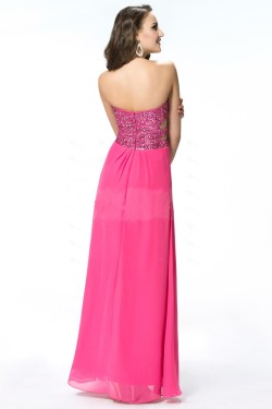 Long Pink Beaded Sequin Chiffon Prom Evening Formal Party Dresses ED010549
