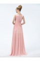 A-Line V-Neck Beaded Long Pink Chiffon Prom Evening Formal Party Dresses ED010550