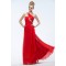 A-Line One-Shoulder Long Red Chiffon Prom Evening Formal Party Dresses ED010551