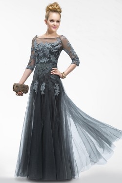 Elegant Long Tulle and Applique Prom Evening Formal Party Dresses/Mother Of The Bride Dresses ED010552