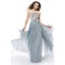 A-Line Strapless Beaded Long Grey Chiffon Prom Evening Formal Party Dresses ED010554
