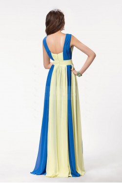 A-Line V-Neck Beaded Long Chiffon Prom Evening Formal Party Dresses ED010558
