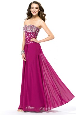 A-Line Sweetheart Beaded Long Chiffon Prom Evening Formal Party Dresses ED010561