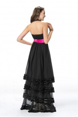 A-Line Halter Long Black Prom Evening Formal Party Dresses ED010562