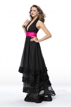 A-Line Halter Long Black Prom Evening Formal Party Dresses ED010562