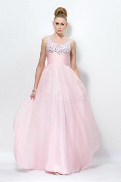 A-Line Beaded Long Pink Prom Evening Formal Party Dresses ED010566