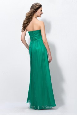 Sheath/Column Strapless Long Green Chiffon Prom Evening Formal Party Dresses ED010568
