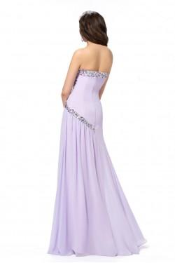 A-Line Strapless Beaded Long Chiffon Prom Evening Formal Party Dresses ED010569