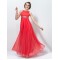 Empire Beaded Long Red Chiffon Prom Evening Formal Party Dresses ED010572
