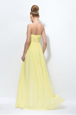 A-Line Strapless Beaded Long Chiffon Prom Evening Formal Party Dresses ED010578