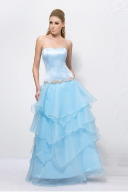 A-Line Sweetheart Beaded Long Blue Prom Evening Formal Party Dresses ED010580