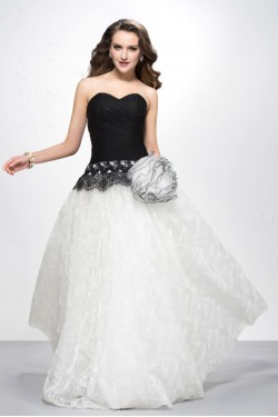 A-Line Sweetheart Black White Prom Evening Formal Party Dresses ED010582